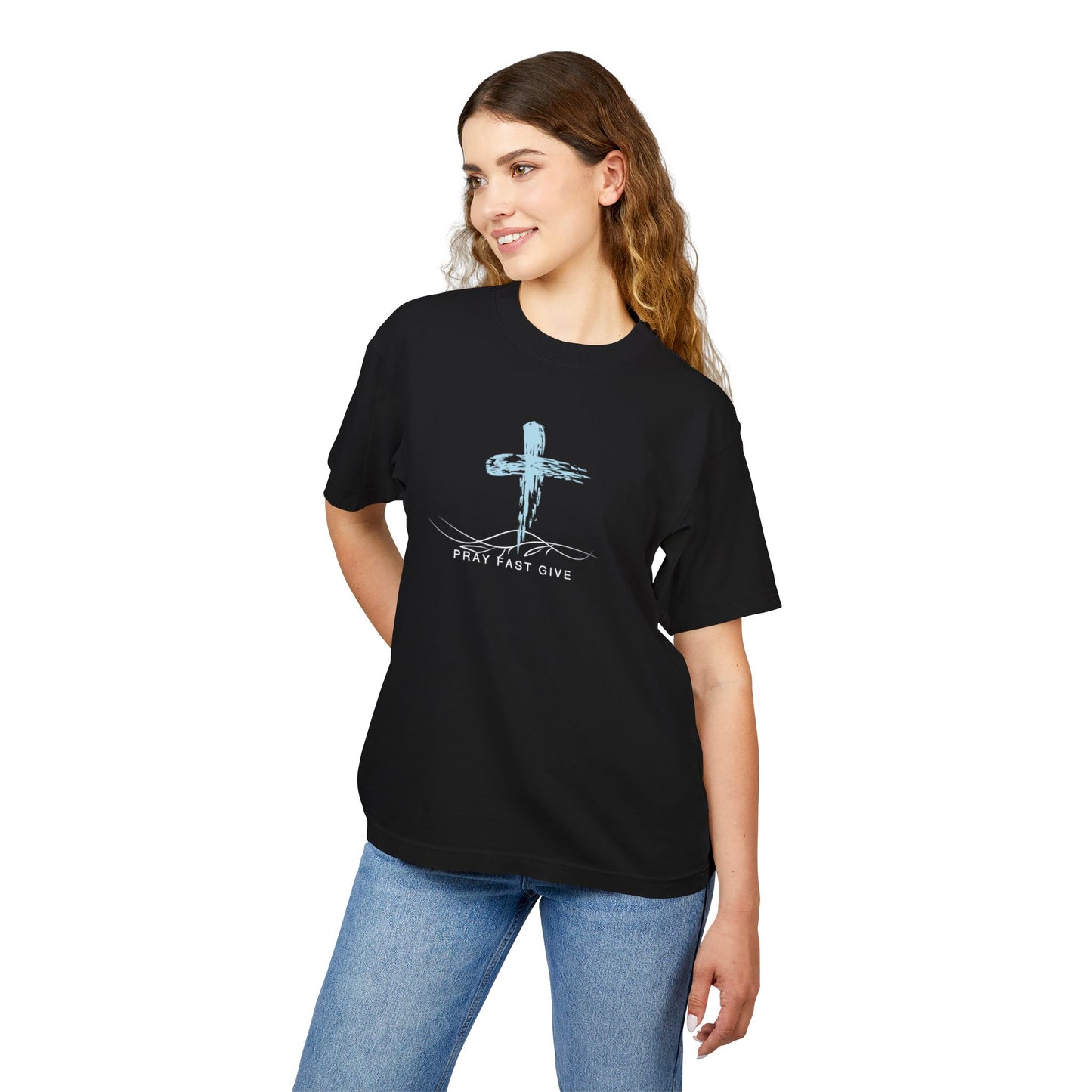 Pray Fast Give Black Unisex Urban Heavy Tee - Inspirational Christian Shirt