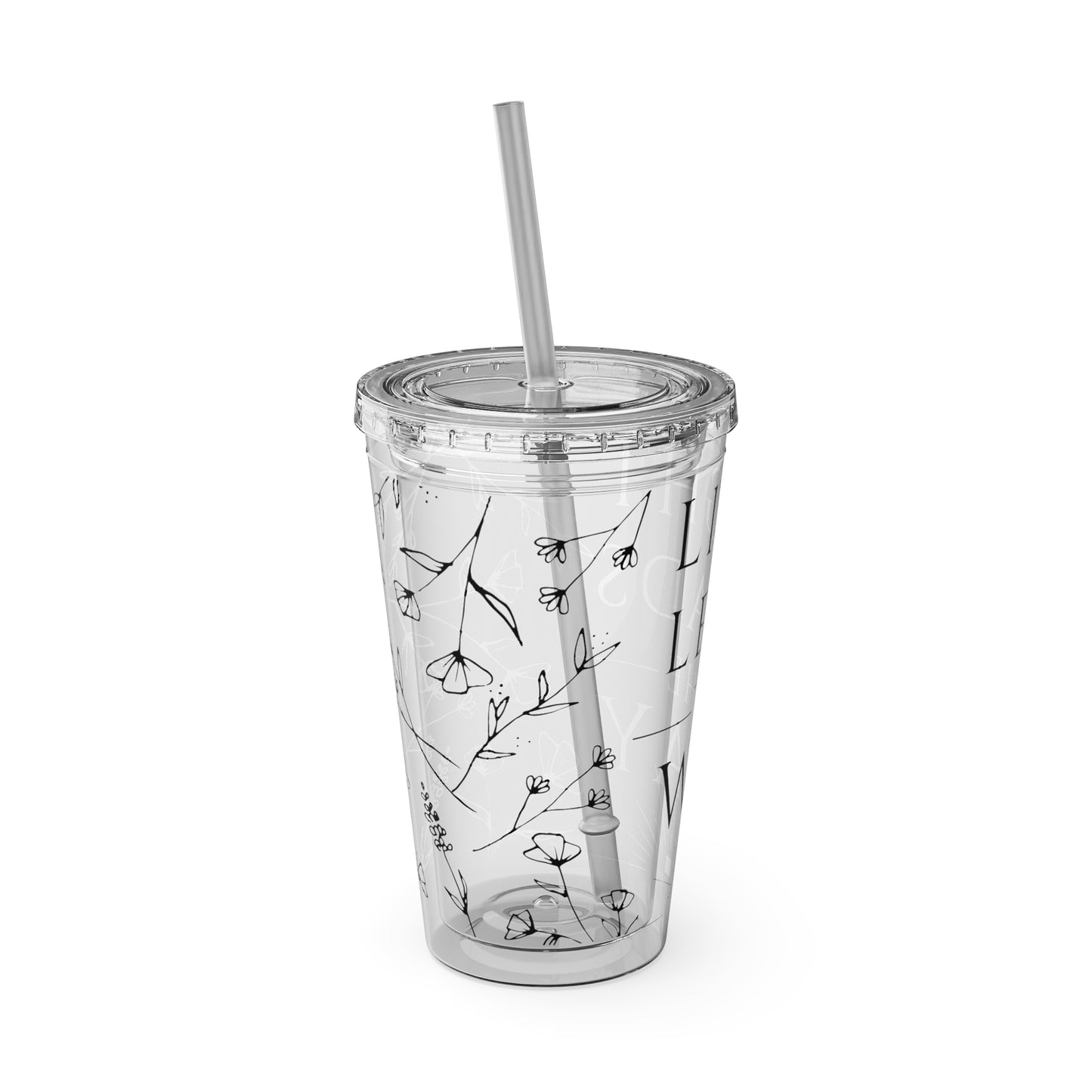 Light Leads The Way 16oz Tumbler with Straw - Inspiring Floral Design - Perfect for Daily Hydration