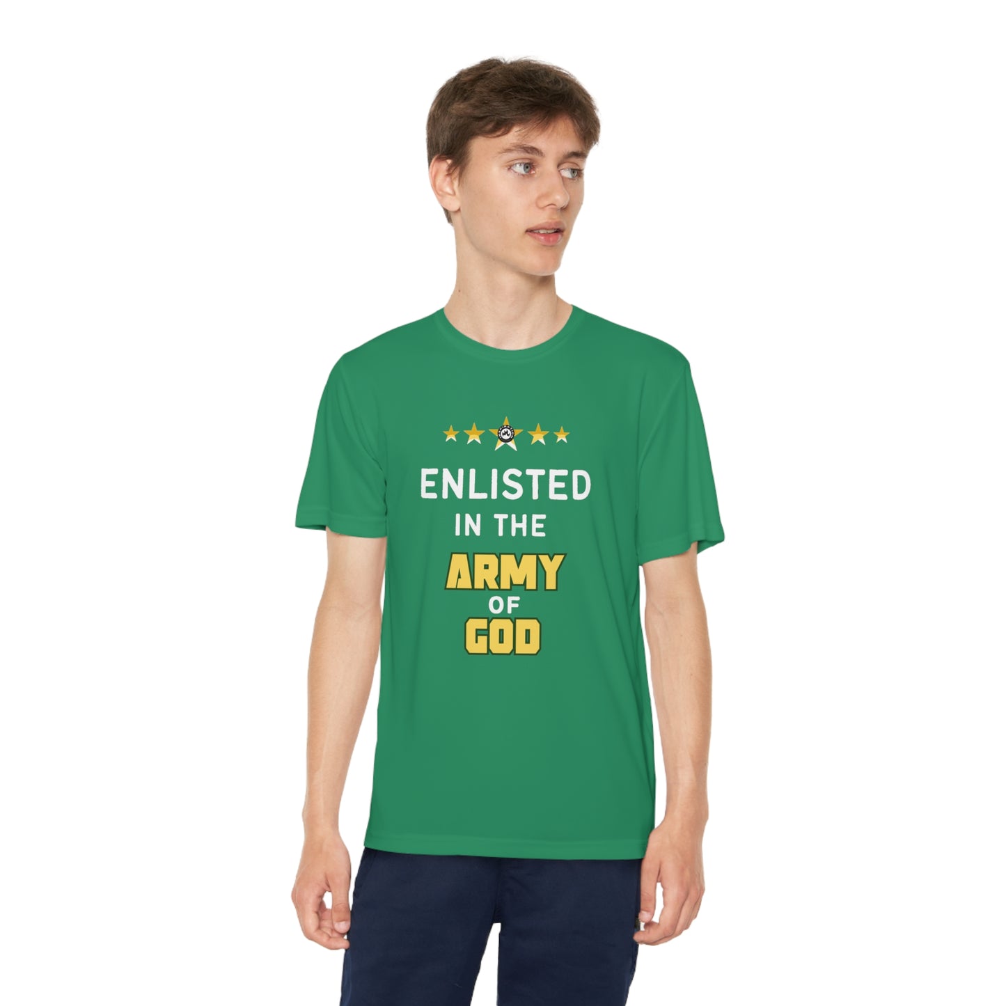 "Enlisted In The Army Of God" Youth Sports Tee