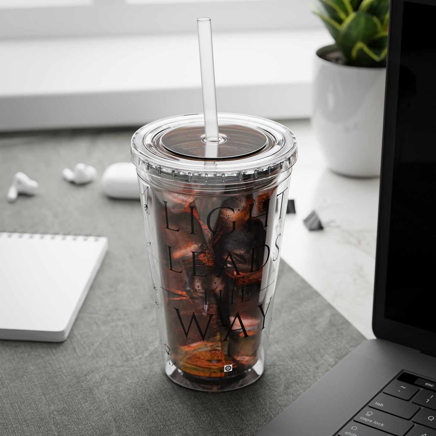 Light Leads The Way 16oz Tumbler with Straw - Inspiring Floral Design - Perfect for Daily Hydration