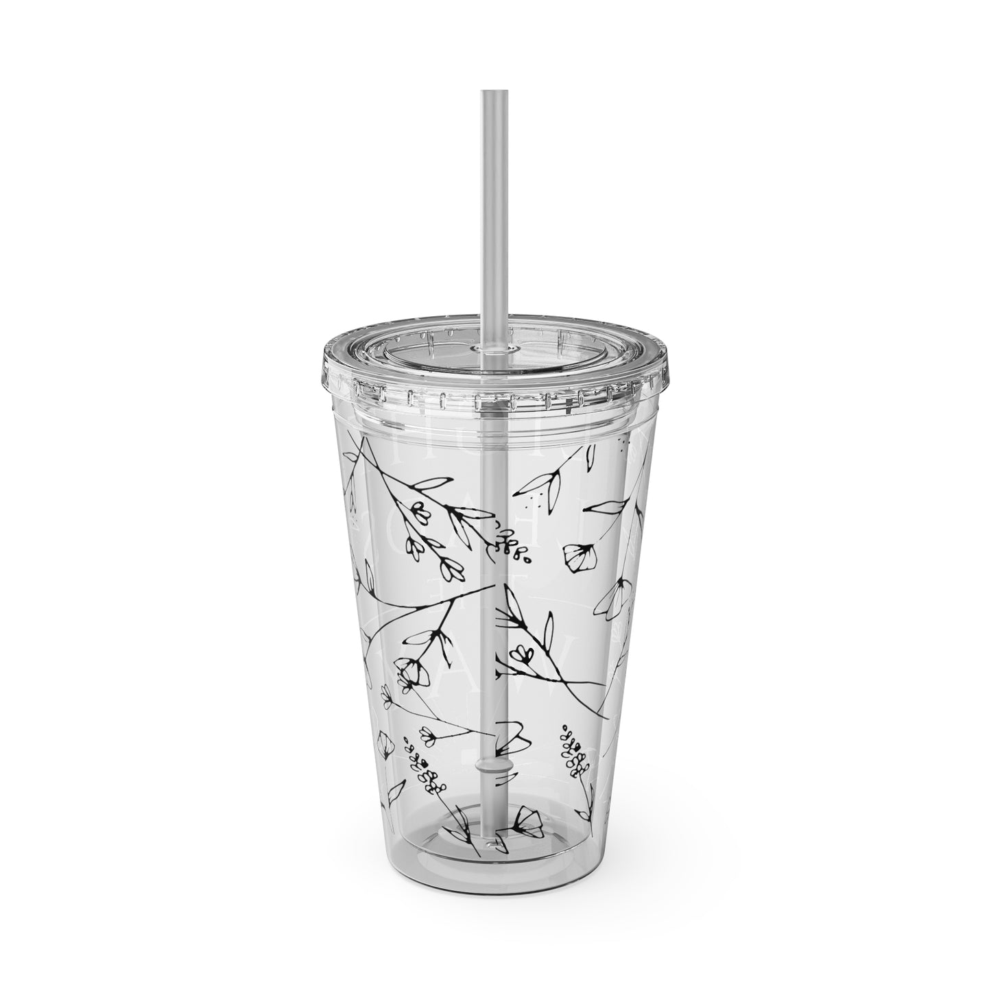 Light Leads The Way 16oz Tumbler with Straw - Inspiring Floral Design - Perfect for Daily Hydration