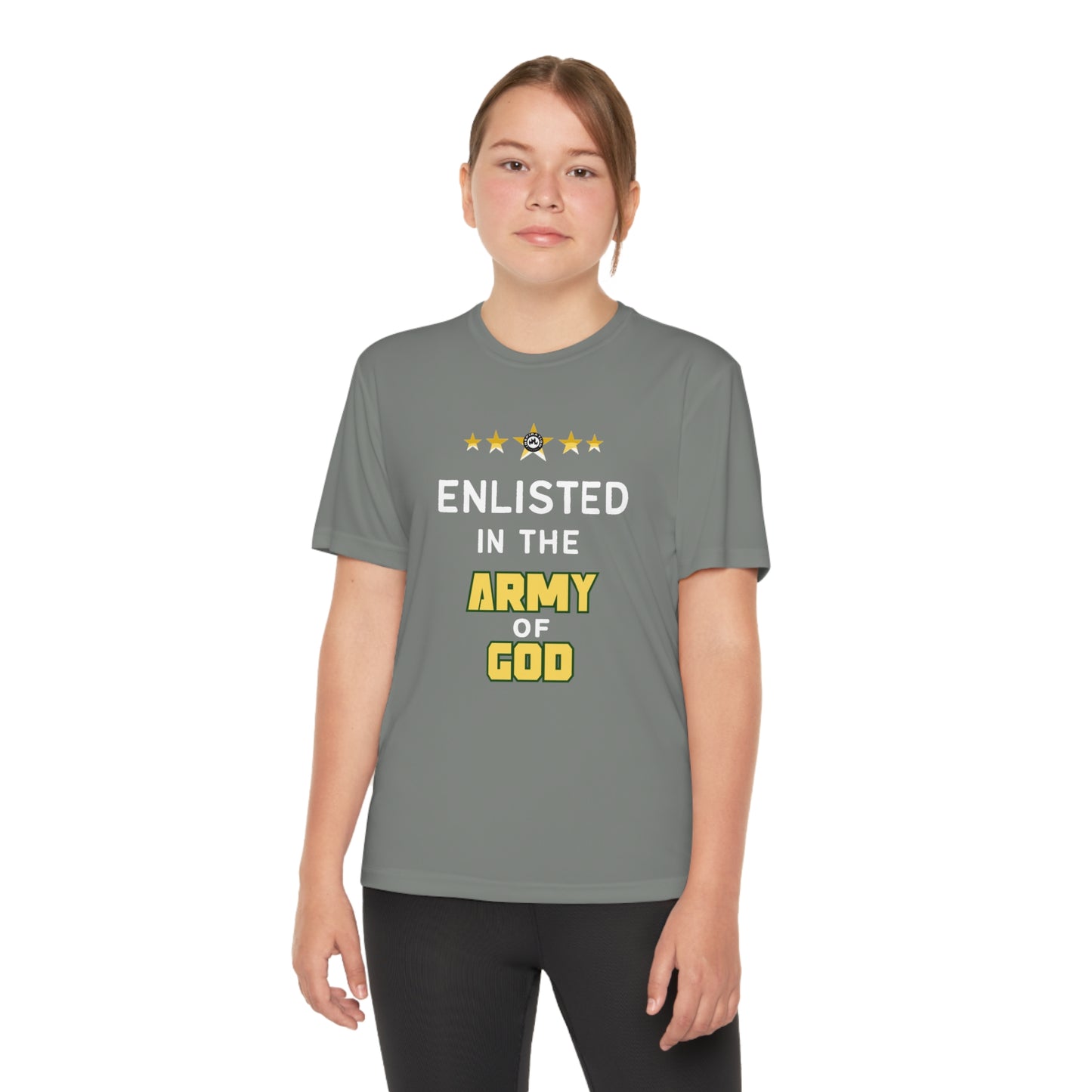 "Enlisted In The Army Of God" Youth Sports Tee