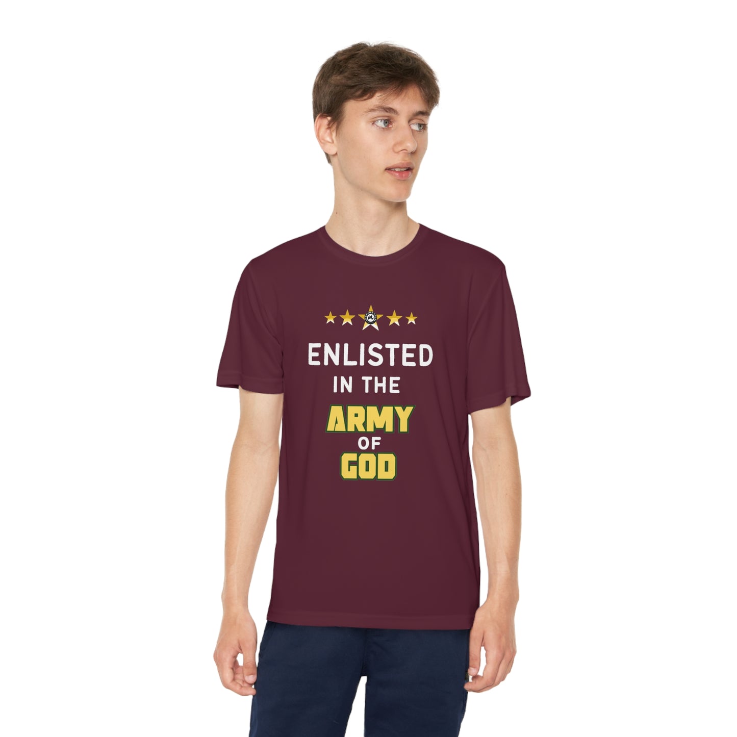 "Enlisted In The Army Of God" Youth Sports Tee