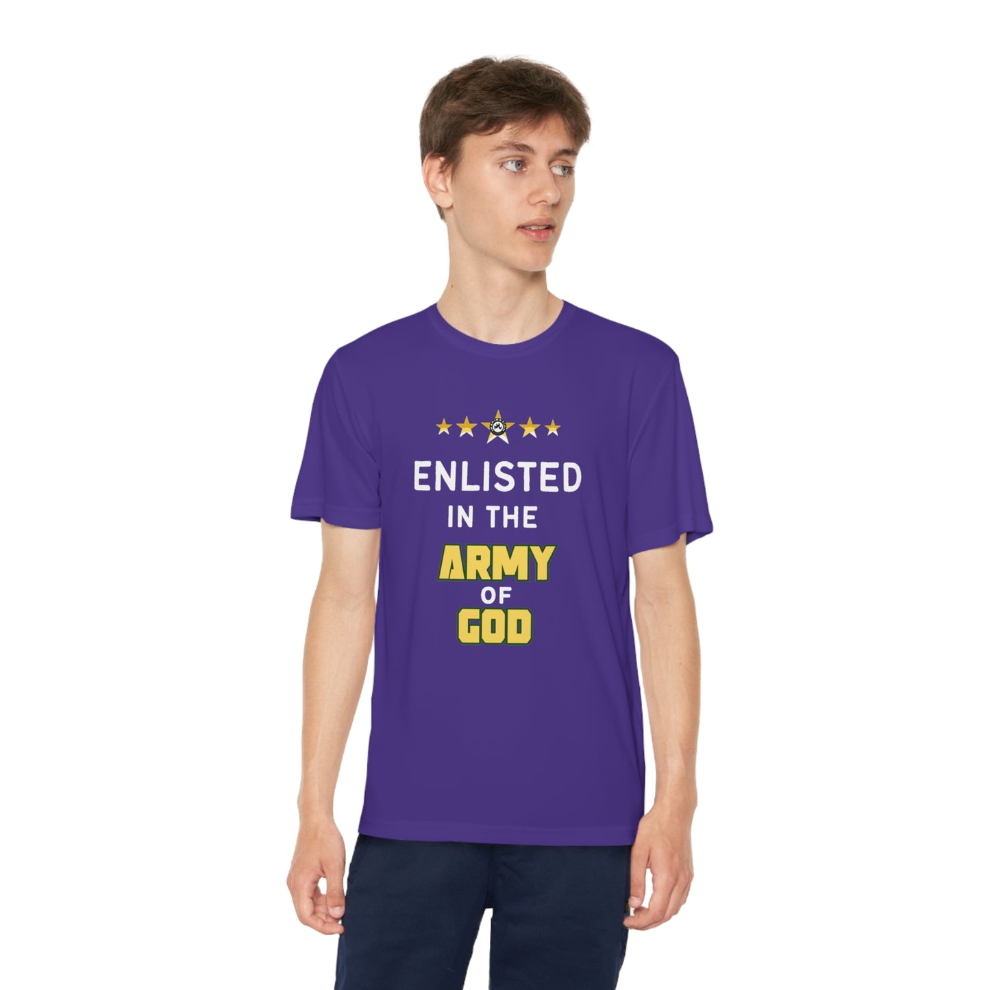 "Enlisted In The Army Of God" Youth Sports Tee