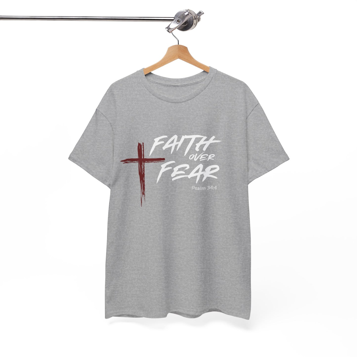 Faith Over Fear Psalm: 34:4 Unisex Heavy Cotton Tee