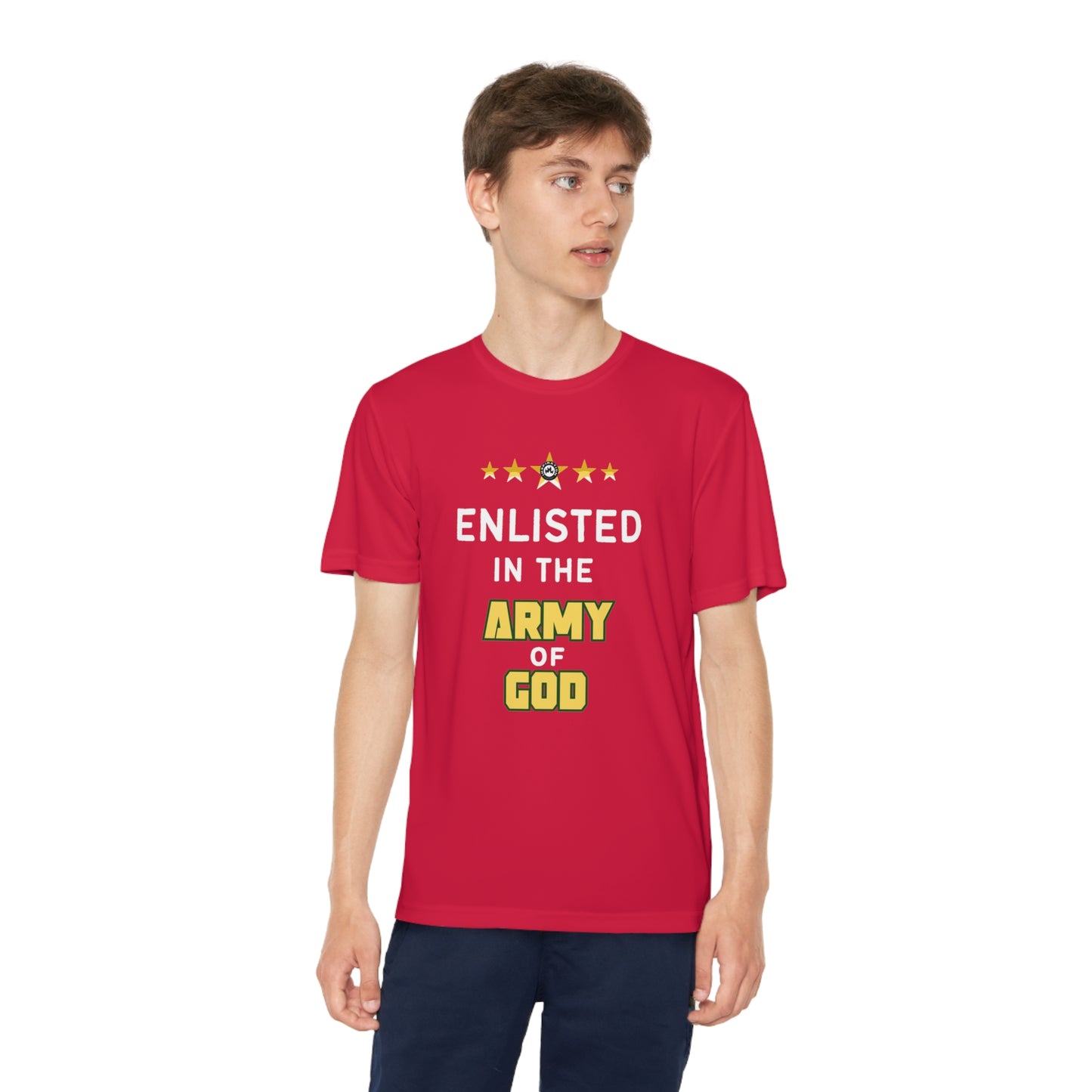 "Enlisted In The Army Of God" Youth Sports Tee