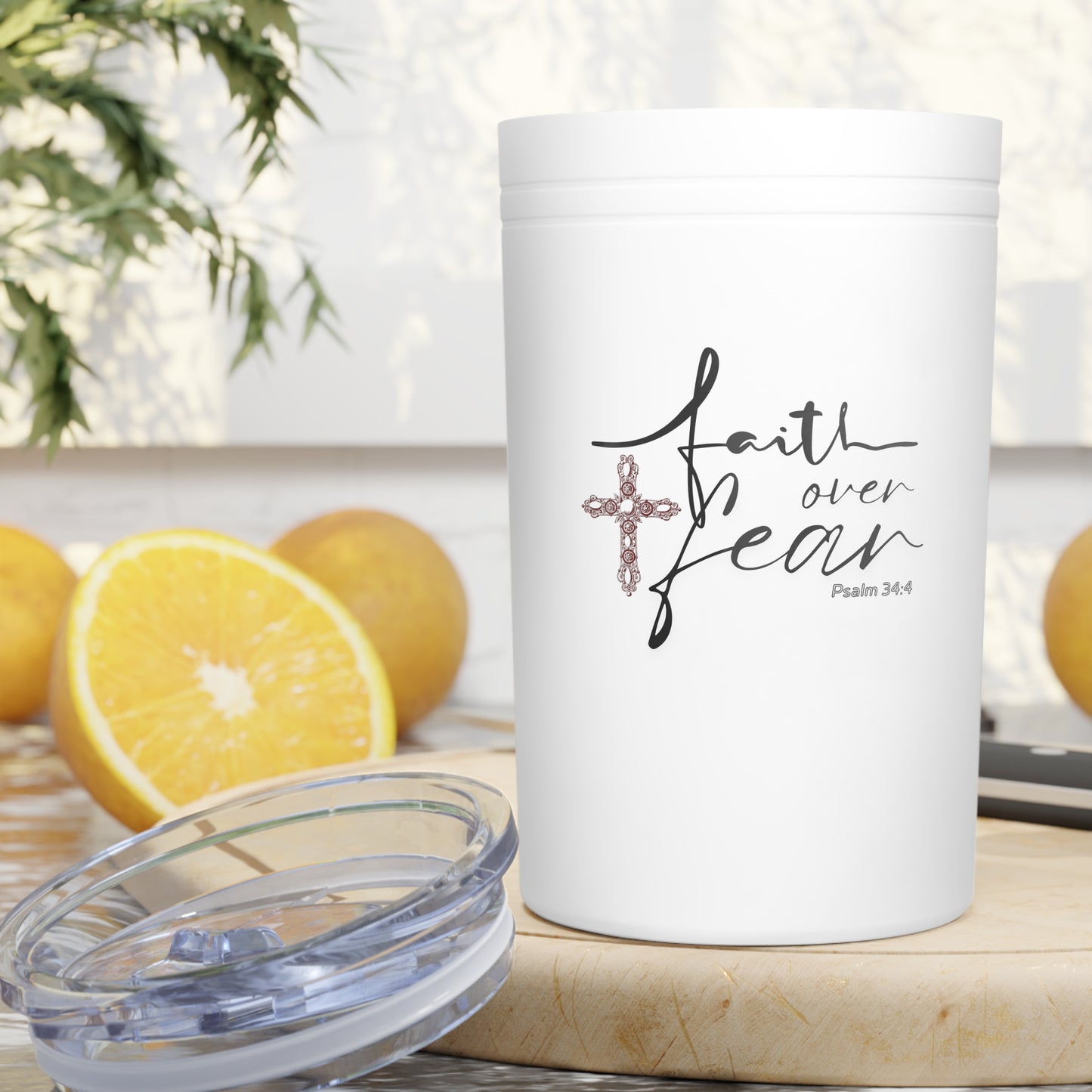 Faith Over Fear Vacuum Insulated Tumbler, 11oz