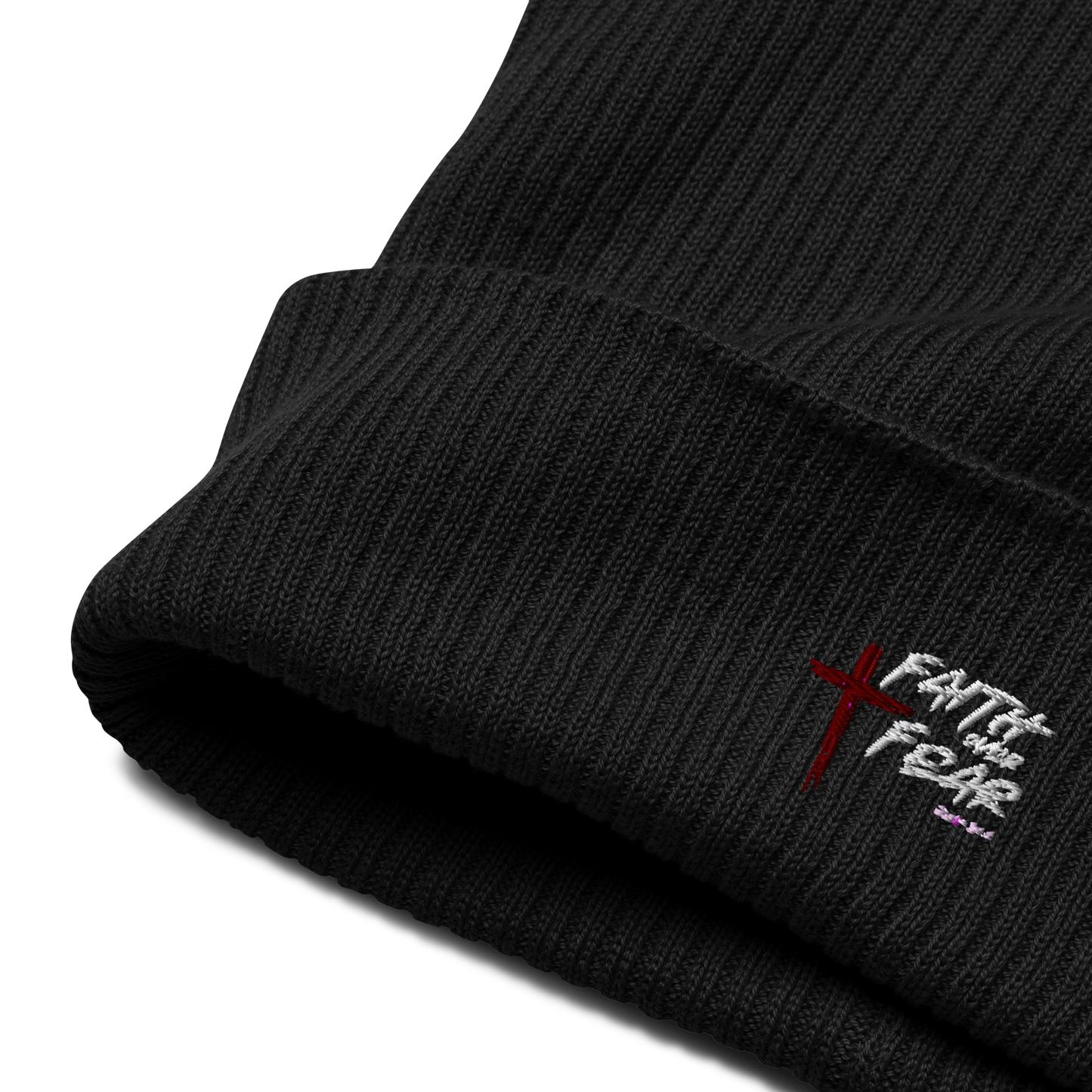 Faith Over Fear Organic Ribbed Beanie