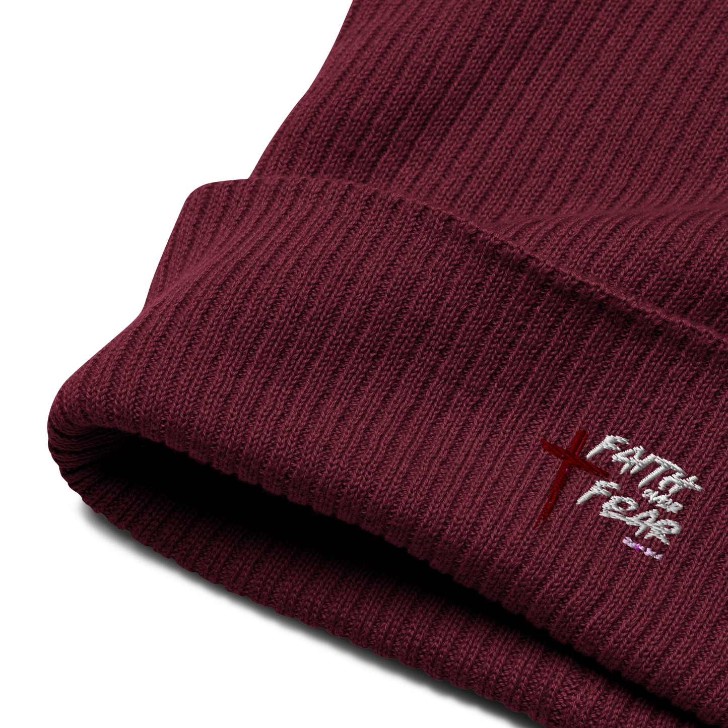 Faith Over Fear Organic Ribbed Beanie