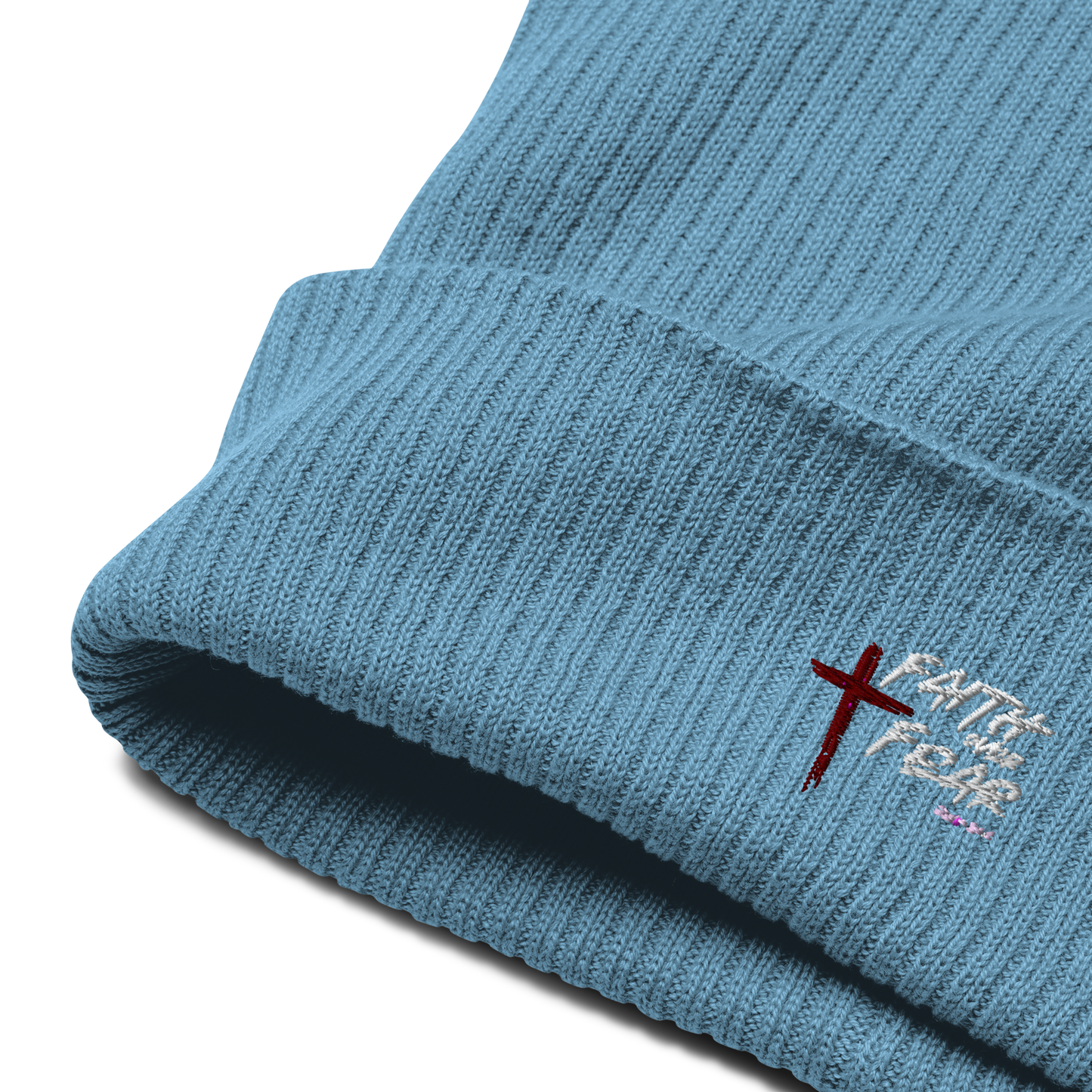 Faith Over Fear Organic Ribbed Beanie