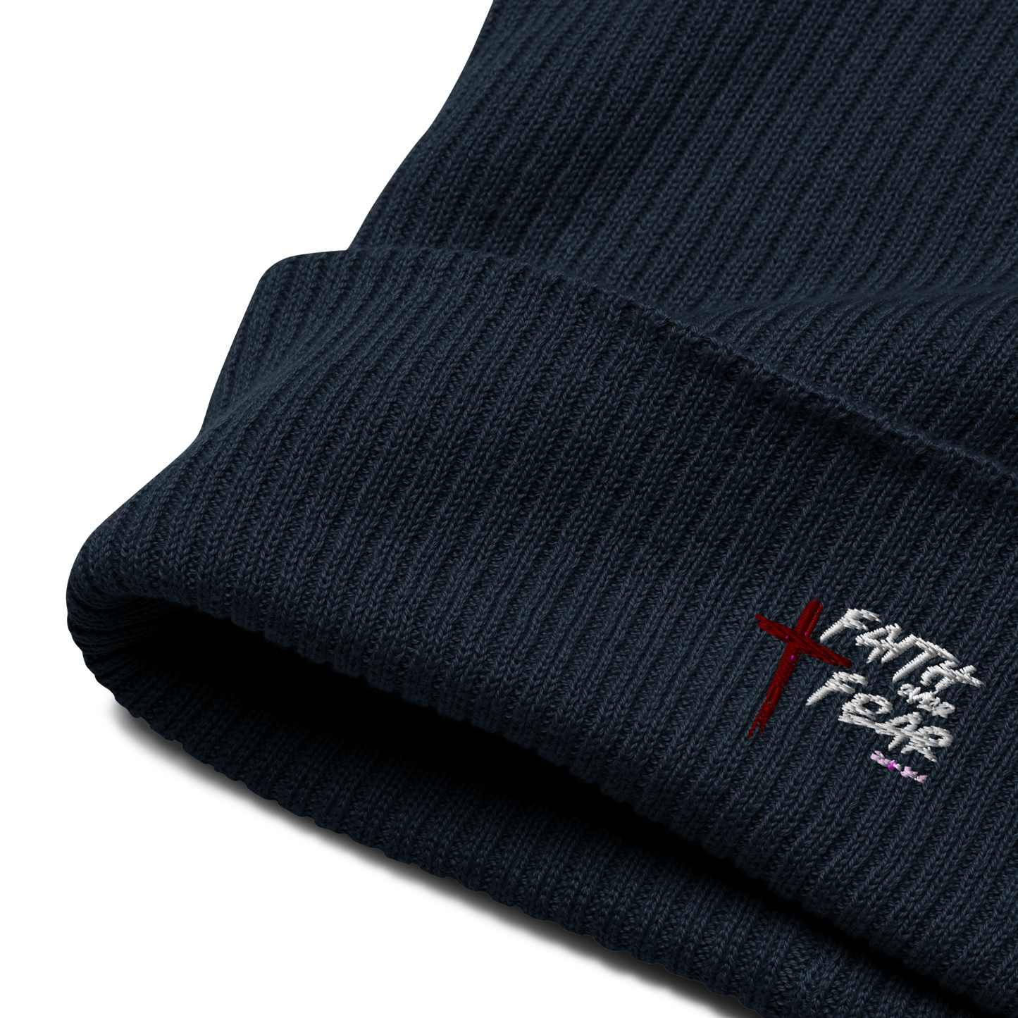 Faith Over Fear Organic Ribbed Beanie