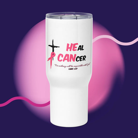 HEal CANcer Travel mug with a handle